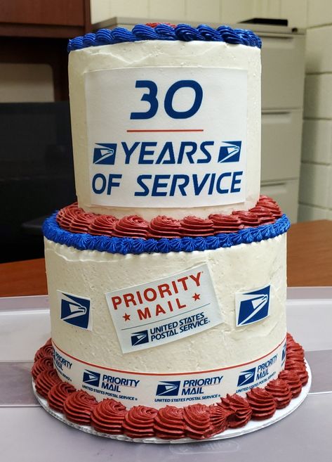 Post Office Cake Anniversary Party Themes, Office Cake, United States Postal Service, Anniversary Party, Anniversary Parties, Post Office, Treat Yourself, Diaper Cake, Party Themes