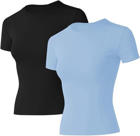 Amazon.com: Loovoo Compression Shirt Women Workout Shirts 2 Pack Short Sleeve Seamless Athletic Dry Fit Yoga Gym Tops Tee : Clothing, Shoes & Jewelry Long Sleeve Running Shirt, Long Sleeve Workout Top, Compression Top, Workout Short, Women Workout, Sheer Shirt, Gym Tops, Compression Shirt, Yoga Gym