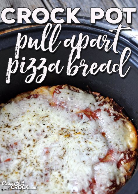 If you need a quick, easy recipe to add some flavor to your Italian night, I have the recipe for you! This Crock Pot Pull Apart Pizza Bread is awesome! Camper Recipes, Sandwich Fixings, Crockpot Sides, Crock Pot Pizza, Pull Apart Pizza, Pull Apart Pizza Bread, Crock Pot Bread, Pizza Bread Recipe, Crockpot Ideas