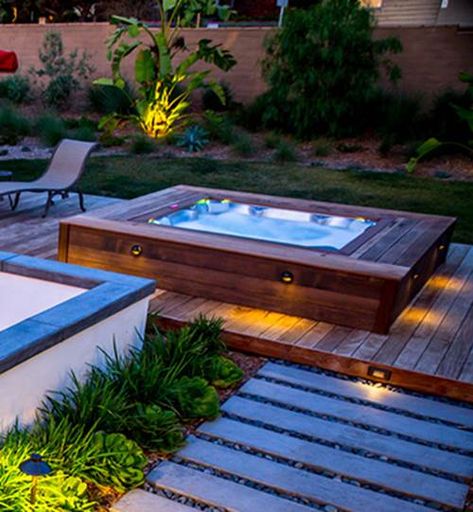 Hot Tub On Upper Deck, Hot Tub In Deck, Jacuzzi Deck Ideas, Hot Tub With Deck, Hot Tubs On Decks, Hot Tub Built Into Deck, Hot Tub On Deck Ideas, Deck Around Hot Tub, Inground Hot Tub Ideas