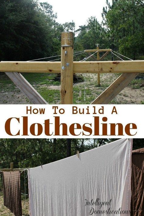 How To Build A Clothesline with a pulley system using common household tools.  This DIY Outdoor Clothesline was an afternoon project. Instructions including tools and supplies included in this easy to follow tutorial. #clothesline #frugalliving Clothesline Ideas Outdoor, Clothes Lines Ideas Outdoor, Pulley Ideas, Diy Clothesline Outdoor, Clothesline Ideas, Outdoor Clothesline, Outdoor Clothes Lines, Outdoor Laundry Rooms, Outdoor Laundry