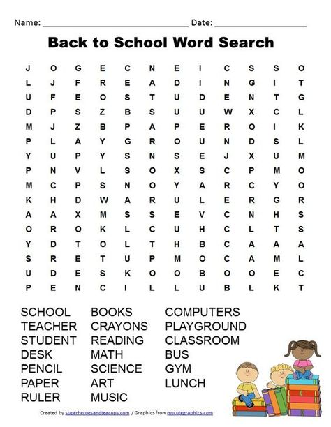 Free Printable - Back to School Word Search |  Superheroes & Teacups Back To School Crossword Puzzle, Back To School Word Search Free, Back To School Word Search, School Word Search, Word Search Free Printable, Word Puzzles For Kids, Kids Word Search, Back To School Worksheets, School Age Activities