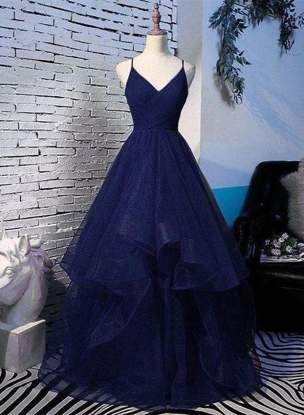 f016e59c7ad8b1d72903bb1aa5720d53desc40808495ri Blue Tulle Prom Dress, Party Dress Blue, Navy Blue Prom Dress, Long Party Dress, Blue Prom Dress, Blue Party Dress, Blue Tulle, Prom Dress Inspiration, Cute Prom Dresses