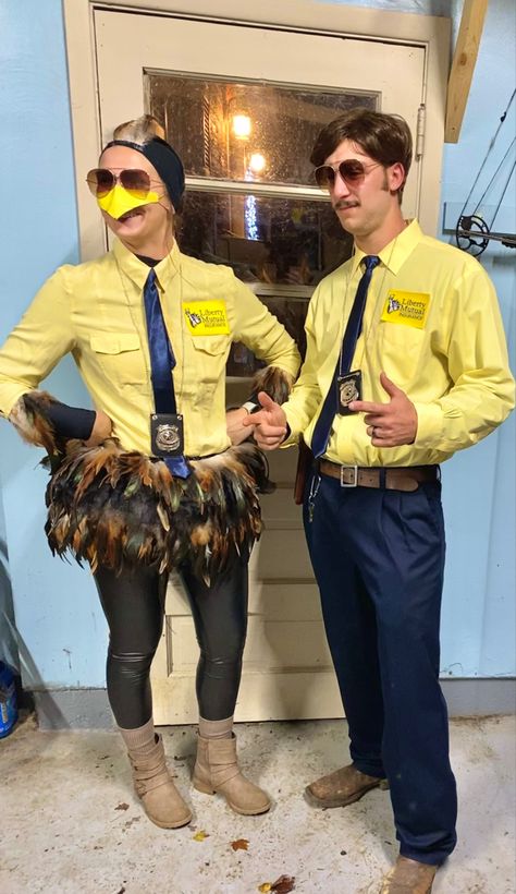 Emu Costume Diy, Limu Emu Costume, Dynamic Duo Friends, Funny Two Person Costumes, Liberty Mutual Costume, Duo Costume Ideas Best Friends Funny, Halloween Costume Ideas Group Of 4, Wacky Tacky Day Outfits Spirit Weeks, Duo Halloween Costumes Diy