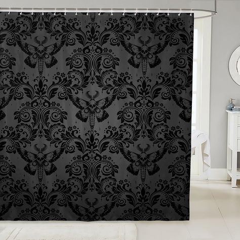 PRICES MAY VARY. Material: made of 100% polyester fabric, waterproof, lightweight, machine washable Measurements: 72" wide x 72" long. The generous size is sure to fit most bathtubs and shower stalls. Each curtain contains 12 C-shaped hooks and is easy to install Design: Various style theme design and clear image make the bathroom full of color and fun with digital printing technology Function: Use at your home, bathroom, apartment, hotel, camper, RV, dorm room, school shower, athletic club, gym Shower Curtain Vintage, Dark Academia Bathroom, Victorian Bathroom Accessories, Goth Bathroom, Gothic Bathroom, Girl Bathroom, Black Mood, Shower Stalls, Bathroom Apartment