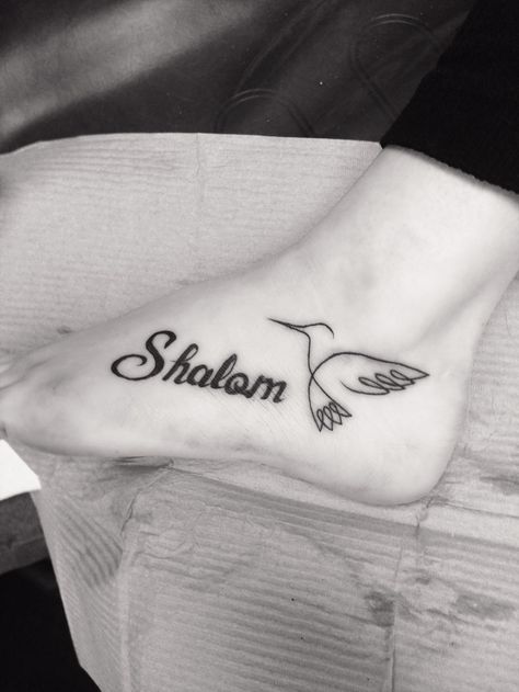 My new foot tattoo #tattoo #foottattoo #shalom #hummingbird Shalom Tattoo Ideas, Shalom Tattoo, Love Music Tattoo, Hummingbird Tattoo, Bird Tattoo, Music Tattoo, Humming Bird, Foot Tattoo, Ankle Tattoo