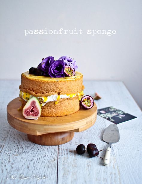 Passionfruit Sponge Cake @ Not Quite Nigella Nettle Cake, Sponge Cake Decoration, Passionfruit Curd, Passionfruit Recipes, Sponge Recipe, Jaffa Cake, Sponge Cakes, Curd Recipe, Sponge Cake Recipes