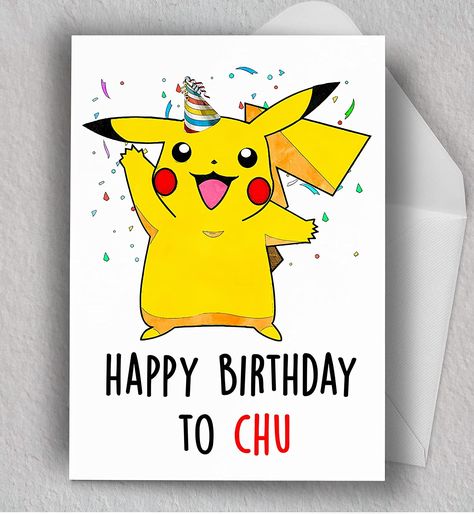 Pikachu Cards Birthday, Pokemon Birthday Card Diy, Birthday Card Pokemon, Pokemon Birthday Cards Handmade, Cute Pikachu Drawings, Pokemon Birthday Cards, Happy Birthday Wishes Boy, Pikachu Pokemon Card, Pokemon Birthday Card