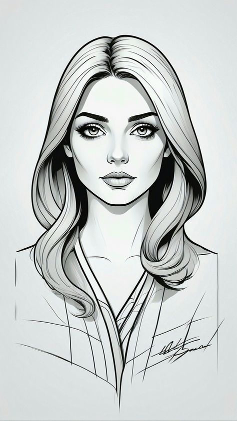 Beauty in B&W Simple Female Face Drawing, Hairstyles Illustration, Braided Rose Hairstyle, Rose Hairstyle, Flowers In Your Hair, Markers Drawing Ideas, Face Line Drawing, Female Face Drawing, Star Logo Design