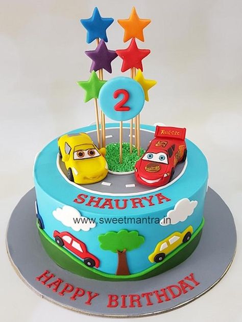 Car Shaped Cakes For Boys, Car Cakes For Boys Birthday For Kids, Cake Mobil, Cake Designs Birthday Kids Boy, Car Theme Cake For Kids, Car Shaped Cake, Car Theme Cake, 2nd Birthday Cake Boy, Car Cakes For Boys