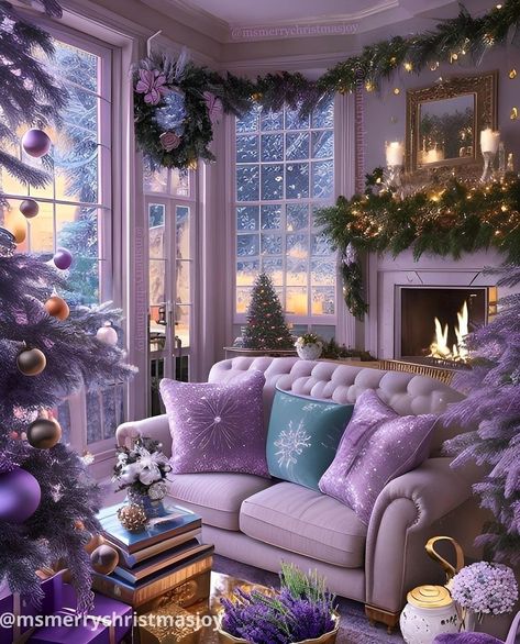 There are only 42 days until Christmas! 💜 🎄 🎄 🎄 🎄 🎄 This image belongs to me. Please credit me for reposting… | Instagram 50 Shades Of Purple, Lavender Christmas, Purple Christmas Decorations, Sugarplum Christmas, Christmas Purple, Bohemian Living Room Decor, Christmas Tree Decorating Themes, Pink Xmas, Christmas Tree Decorations Diy