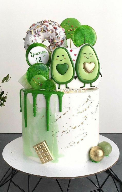 Avocado Cake Design, Avocado Cake, Cake Design For Men, 21st Bday Ideas, Birthday Cake Decorating Ideas, Avocado Baby, Chocolate Wedding Cake, Cute Avocado, Cake Decorating Ideas