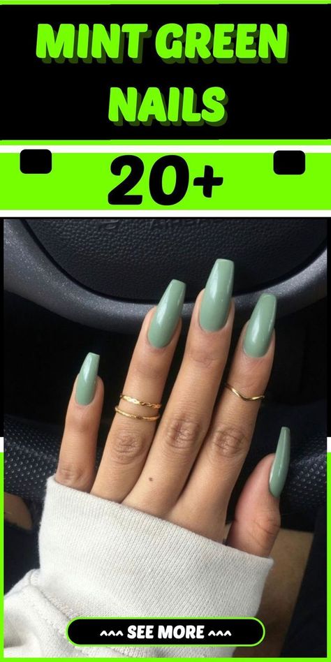 Green Nails Long Coffin, Space Nail Art, Mint Green Nail Polish, Negative Space Nail Art, Mint Green Nails, Negative Space Nails, Nail Collection, Nail Looks, Green Tips