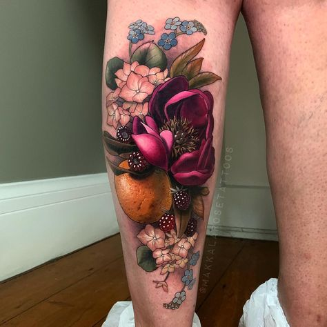 Makkala Rose on Instagram: “Fun day for me today - not as fun for Joleen, thanks for being a champ and sitting it through ❤️ Florals and fruit for this lovely lady.…” Fall Flower Tattoo, Sleeve Tattoo Ideas For Women, Tattoo Advice, Quarter Sleeve Tattoos, Flower Tattoo Ideas, Autumn Tattoo, Sleeve Tattoo Ideas, Floral Tattoo Sleeve, Tattoo Ideas For Women