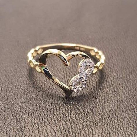 Infinity Ring Design For Women, Infinity Ring Design, Heart Infinity Ring, Gold Infinity Ring, Hand Jewelry Rings, Infinity Rings, Couple Ring Design, Double Heart Ring, Body Accessories