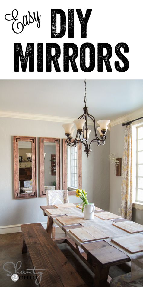 DIY Rustic Full Length Mirrors using cheap mirrors from Target… LOVE these! Cheap and easy too! www.shanty-2-chic.com Rustic Full Length Mirror, Full Length Mirrors, Rustic Wall Mirrors, Bedroom Minimalist, Rustic Hardware, Salon Interior Design, The Dining Room, Cool Ideas, Rustic Wall