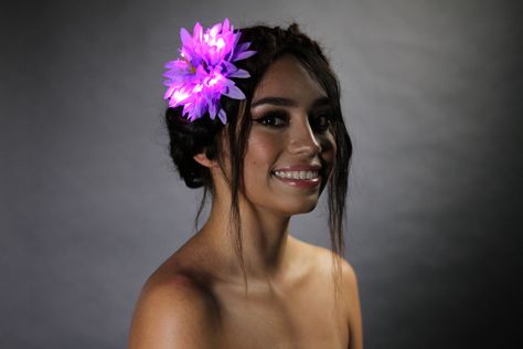 Purple Light Up Glowing Hair Flower (5") – Little Light Lab Glowing Hair, Glow Hair, Led Flower, Colored Led Lights, Hair Flowers, Light Crafts, Hair Flower, Purple Light, Flower Crowns