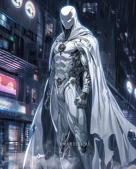 Moon Knight Concept Art, Ghost Superhero, New Superheroes, Marvel Character Design, Alien Character, Marvel Characters Art, Superhero Characters, Cyberpunk Character, Hero Costumes