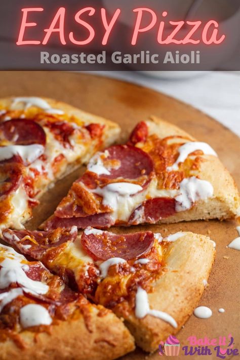 My delicious and creamy Pizza Aioli is the only sauce you’ll ever want to drizzle over or dip your pizza in! Rich, succulent roasted garlic mixes with a seasoned creamy base to create a dipping sauce that’s out-of-this-world tasty! BakeItWithLove.com #bakeitwithlove #pizzaaioli #pizzasauce #bestpizzadippingsauce Pizza Dipping Sauce, Garlic Aioli Sauce, Roasted Garlic Aioli, Aioli Sauce, Aioli Recipe, Garlic Aioli, I Love Pizza, Low Cal Recipes, Easy Pizza