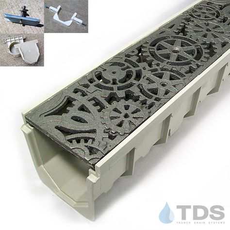 5″ MEArin 100 Driveway Drainage Kit w/Cast Iron Grates – Dynamo – DrainageKits.com Driveway Drain, Circle Landscape, Drainage Grates, Trench Drain Systems, Landscape Drainage, Cycling Studio, Backyard Drainage, Luxury Bathroom Sinks, Yard Drainage