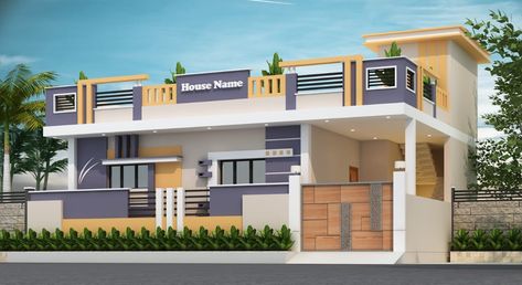 G+1 House Elevation Indian East Facing, Front Parapet Wall Design, Parapet Wall Design, Parapet Design, Single Floor House Design, 2bhk House Plan, Little House Plans, House Outer Design, Small House Elevation