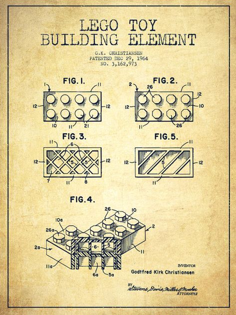 Lego Patent, Lego Poster, Star Wars Lego, Film Vintage, Lego Toy, Lego Super Heroes, Toy Maker, Patent Drawing, Patent Art