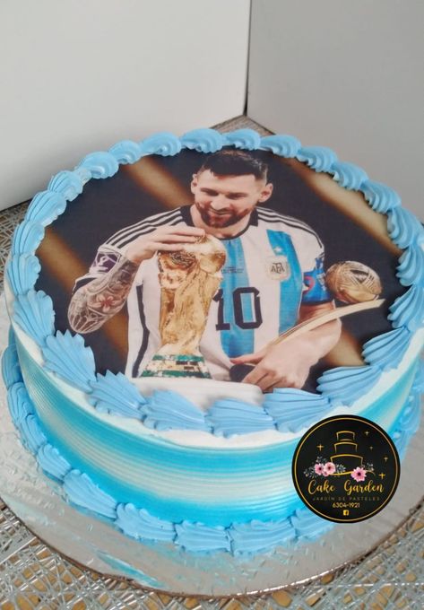 Messi Cake Ideas Argentina, Barcelona Cake Ideas, Pastel Messi, Messi Cake Ideas, Messi Birthday Cake, Argentina Cake, Messi Cake, Football Cake Design, 2nd Birthday Cake Boy