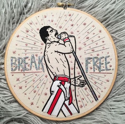 Canvas Bag Design, Stitch Witchery, Leather Bible, Embroidered Art, Hand Embroidery Art, Embroidery Hoop Art, Hand Embroidery Patterns, Embroidery Inspiration, Freddie Mercury