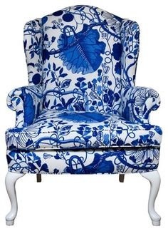 . White Chair, Blue Dream, Funky Furniture, White China, Beautiful Chair, Blue Willow, Love Blue, Take A Seat, White Decor