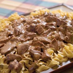 Throw all the ingredients for these beef tips into a slow cooker, and let it do all the work for you. Crockpot Stroganoff, Slow Cooker Beef Stroganoff Recipe, Beef Tips And Noodles, Simple Crockpot, Beef Tip Recipes, Beef Stroganoff Crockpot, Stew Beef, Slow Cooker Beef Stroganoff, Paula Deen Recipes