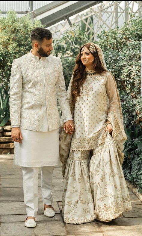 Pakistani Nikkah Bride, Nikah Dress Pakistani, Nikkah Outfit, Bride Groom Photoshoot, Nikah Outfit, Nikah Dress, Groom Photoshoot, Couple Wedding Dress, Nikkah Dress