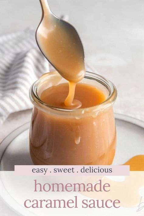 Homemade caramel sauce is the perfect topping. Add it to vanilla ice cream, chocolate chip cookies, apple galette or make caramel frosting for cupcakes! It's ready in less than 15 minutes on the stovetop with no baking required! Healthy Caramel Sauce, Simple Caramel Sauce, Ice Cream Caramel, Healthy Caramel, Caramel Sauce Recipe, Homemade Salted Caramel, Caramel Recipes Sauce, Caramel Desserts, Healthier Desserts