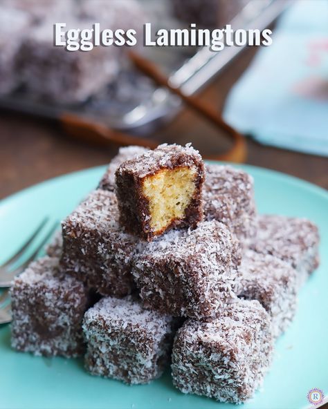 Eggless lamingtons is an Australian cake, a rich and delicious butter cake. It is with chocolate sauce coating and desiccated coconut. Best for Christmas or for New Year celebrations. Also can be a part of your Holiday season get togethers. Also check out my Indian Bakery style Honey cake. It so close to the jelly... Read More The post Eggless Lamingtons recipe | Australian cake appeared first on Raks Kitchen. Carrot Cake Desserts, Carrot Cake Sheet Cake, Lamington Cake Recipe, Recipes Carrots, Eggless Carrot Cake, Carrots Cake, Recipe Carrot Cake, Lamingtons Recipe, Easy Carrot Cake Recipe