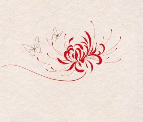 Spider Lily Line Art, Spider Lily Flower Drawing, How To Draw Spider Lily, Japanese Lily Tattoo, Spider Lily Sketch, Japanese Spider Lily Tattoo, Spider Lily Drawing, Tiger Lily Tattoo, Lily Tattoo Meaning