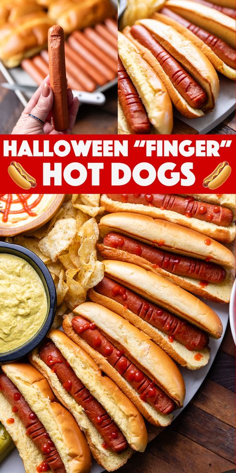 Halloween Theme Dinner, Finger Hot Dogs, Halloween Finger, Most Pinned Recipes, Fall Goodies, Viral Recipes, Birthday Cake Decorating Ideas, Cake Decorating Ideas, Easy Homemade Recipes