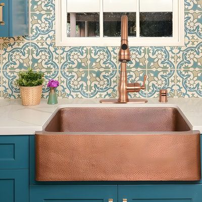 Pull Down Kitchen Faucet with Deck Plate Finish: Copper | Nauxus Single Handle Kitchen Faucet w / Deck Plate, Copper in Brown | 17 H in | Wayfair Copper Hardware Kitchen, Copper Handles Kitchen, Dishwasher Air Gap, Copper Kitchen Faucets, Water Filter Faucet, Copper Faucet, Pull Down Kitchen Faucet, Copper Hardware, Brass Sink