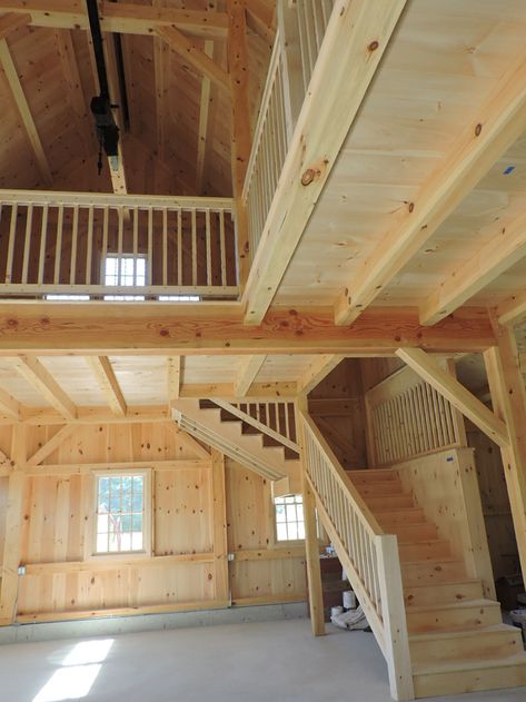 Timber Frame Barn Workshop and Garage - Houses and Barns Garage Workshop With Apartment, Farm Shop Ideas Workshop, Barn Workshop Ideas, Barn Loft Apartment, Garage Houses, Lighting Plans, Timber Frame Garage, Build Garage, Outdoor Forts