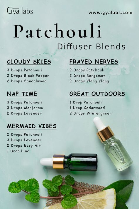 Patchouli Diffuser Blend, Essential Oil Perfume Blends, Essential Oil Perfumes Recipes, Essential Oil Combinations, Doterra Essential Oils Recipes, Essential Oil Diffuser Blends Recipes, Essential Oils Guide, Essential Oils Health, Essential Oils Herbs