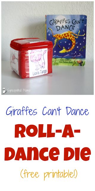 Giraffes Can't Dance Roll-a-Dance Die (free printable!) Books become even better when you pair them with fun activities!  See what we did to go along with this month's Monthly Crafting  Giraffes Can't Dance  Book Club selection! Book Club Crafts, Giraffes Cant Dance Activities, Music Types, Giraffes Cant Dance, Children Songs, Dance Books, Dance Crafts, Montessori Elementary, Dance Camp