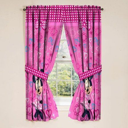 Amazon.com: Disney Minnie Mouse Window Panels Curtains Drapes Pink Bow-tique: Home & Kitchen Minnie Mouse Curtains, Minnie Mouse Bedroom Decor, Minnie Mouse Room Decor, Disney Curtains, Minnie Mouse Bedding, Minnie Mouse Bedroom, Girls Bedroom Curtains, Toddler Rooms, Kids Curtains