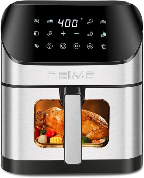 6.2 QT Oilless 1500W Large Capacity Oven Air Fryer is equipped with a high-definition touch screen, built-in cooking light, and heat insulation viewing windows are designed to be the perfect assistant for cooking. It can replace a variety of kitchen appliances such as a toaster, rotisserie, fruit dryer, oven, etc., perfect for families who pursue a healthy diet. All information about air fryer is in a link above. Fruit Dryer, Large Air Fryer, Oven Canning, Air Fryer Healthy, Air Fryers, Cooking Light, Small Kitchen Appliances, Kitchen Counter, Small Kitchen