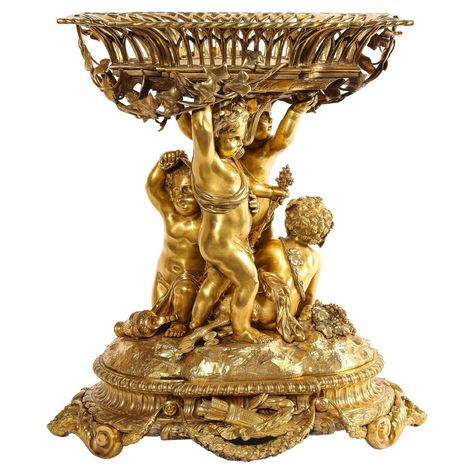 Art Deco Centerpiece, Bronze Centerpiece, Basket Centerpiece, Sculpture Table, Basket Centerpieces, Crystal Centerpieces, Engraved Crystal, Marble Statues, Antique Vase