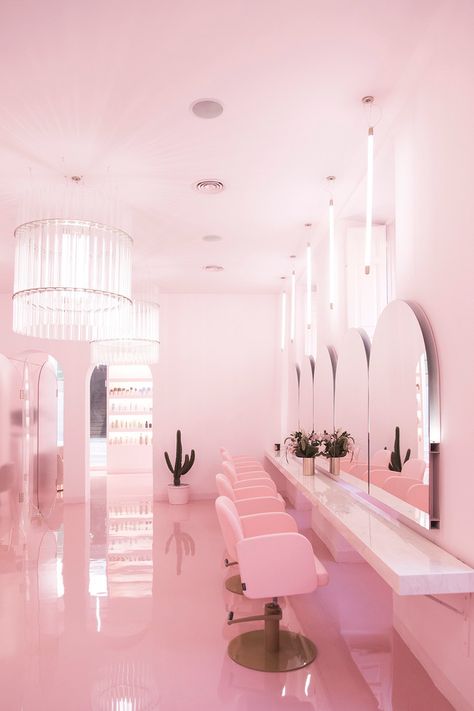 Cosmetology Business, Beauty Bar Salon, Pink Salon, Hair Salon Interior, Salon Suites Decor, Radiant Beauty, Hair Salon Decor, Beauty Room Design, Beauty Salon Design