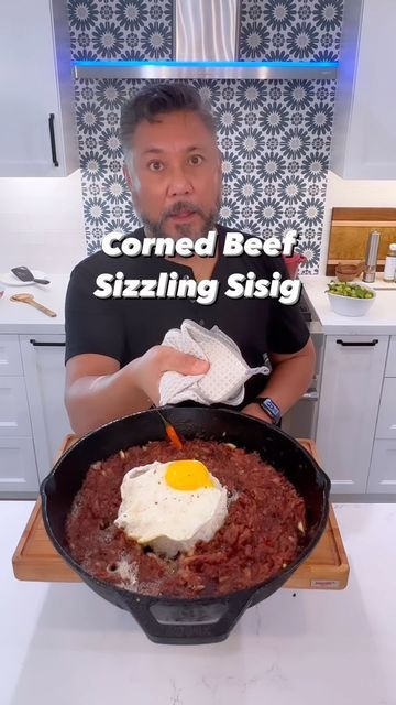 Berto Guzman on Instagram: "Like and Follow for more Recipes. Filipinos love canned meat like spam, Vienna sausage, and canned corned beef. It’s a staple in the kitchen, and we find lots of creative ways to use it in all sorts of dishes like this Sisig which is a national dish normally made with pork cooked crispy on a hot plate sizzling with tasty calamansi juice spices and seasonings then finished with an over easy egg. This version uses the always ready #oxandpalm canned corned beef and is a must-try dish. All the ingredients are available fresh from our friends @islandpacificmarket Save and Share Recipe: 1 can corned beef 1/4 cup calamansi or lime juice ¼ cup mayonnaise ¼ cup oyster sauce Half onion minced Whole garlic minced Chilis for heat (I used thai chilis) 1 tsp black pepper Canned Corned Beef, Calamansi Juice, Vienna Sausage, Over Easy Eggs, Canned Meat, National Dish, Canned Corn, Hot Plate, More Recipes