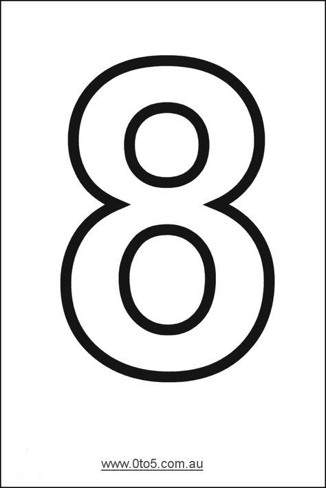 Number - eight printable template Number 8 Template Free Printable, 8 Drawing Number, Number 8 Craft, Large Printable Numbers, Number Template Printable, Free Printable Numbers, Number Eight, Kindergarten Coloring Pages, Printable Alphabet Letters