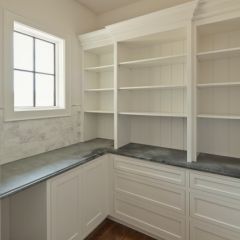 walk in pantry-really like the soapstone countertop Pantry With Window, Hall Pantry, Fancy Pantry, Butlers Kitchen, Pantry Larder, Organizing Pantry, Dream Pantry, House Pantry, Office Pantry