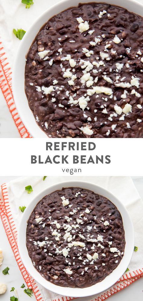 Refries Black Beans Recipe, Refried Black Beans Recipe, Refried Black Beans, Black Beans Recipe, Quick Side Dish, Taco Side Dishes, Mexican Side Dishes, Black Bean Recipes, Quick Side Dishes