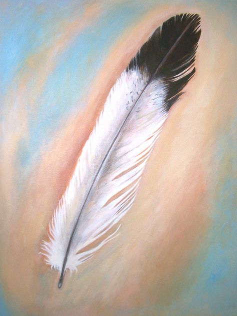 ... Feather - Original Painting on Canvas 16 x 20 | by art angel 1 London Central, Church Painting, Paints On Canvas, Painting 101, Feather Cards, Acrylic Painting Inspiration, Abstract Floral Art, Feather Painting, Feather Art