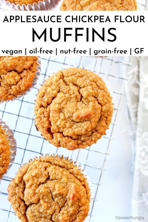 Chickpea Flour Muffins, Vegan Applesauce, Chickpea Flour Recipes, Egg Free Baking, Grain Free Desserts, Vegan Baking Recipes, Under 100 Calories, Vegan Muffins, Wfpb Recipes