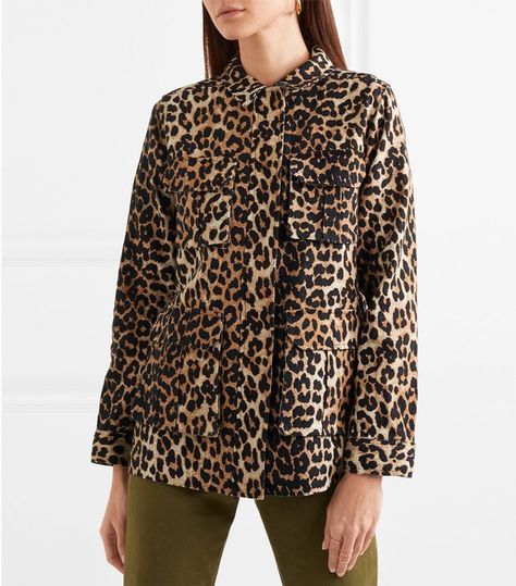 Ganni Camberwell Leopard-Print Linen-Blend Canvas Jacket Ganni Leopard, Ganni T Shirt, Travel Jacket, Outfit Plan, Canvas Jacket, Types Of Jackets, Stylish Jackets, Printed Linen, Denim Coat